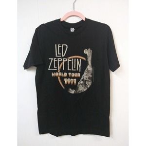 2009 Tultex M Graphic T-Shirt Reproduction Black Led Zepplin World Tour 1971 SS